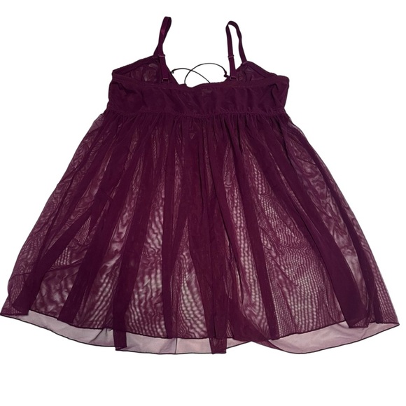 Torrid Plum Purple Sheer Mesh Lace-Up Babydoll Lingerie Size 1X Plus - Picture 7 of 9